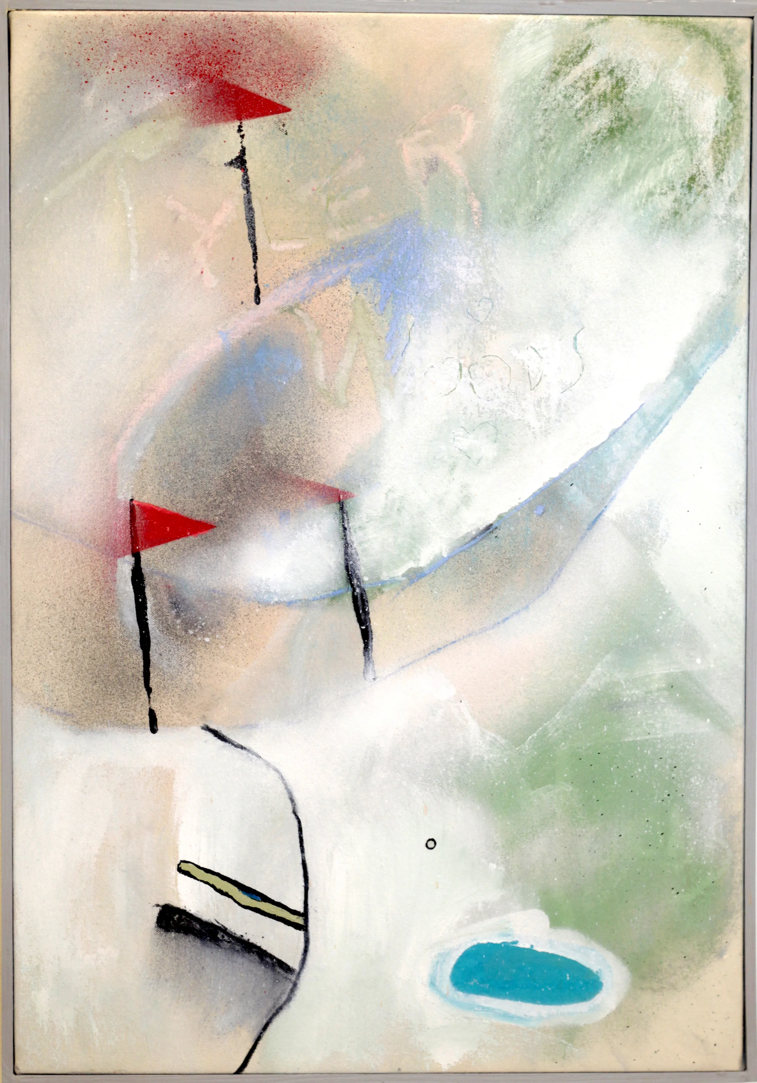 Tyler Woods 18"x24" spray paint and crayon on canvas