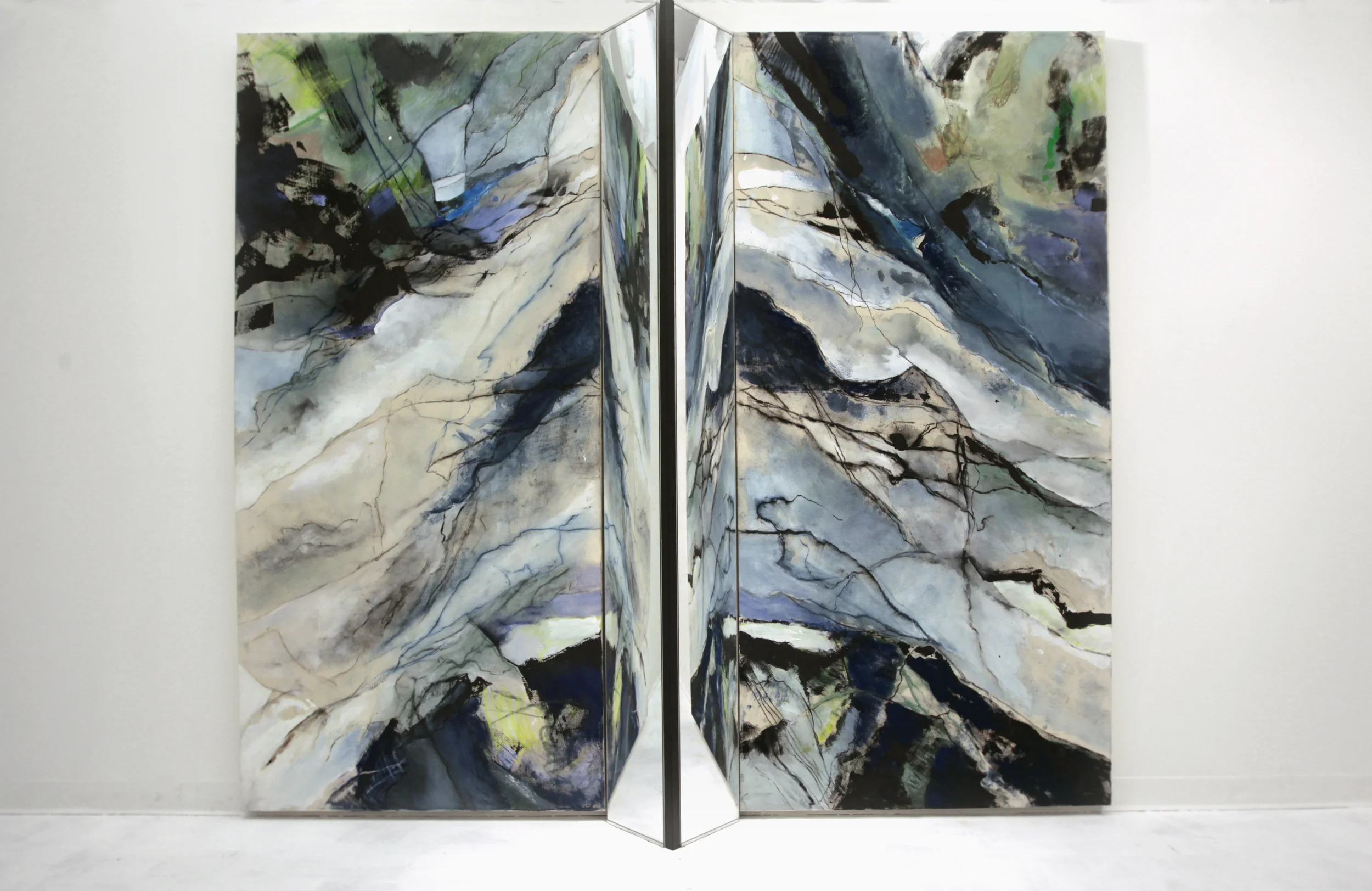 Corridor 9'x11' Mirror, acrylic, pastel on canvas