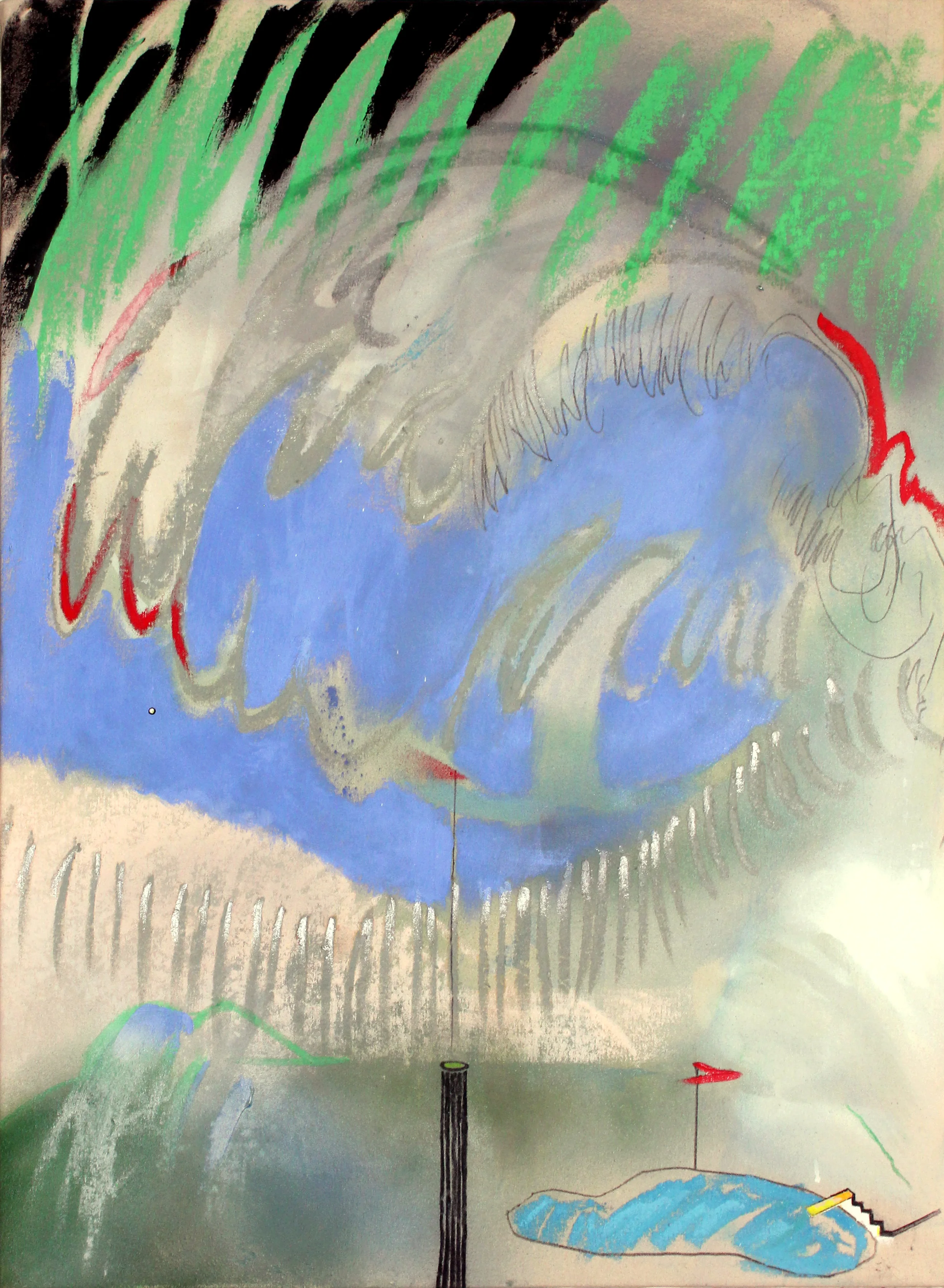 Par for Course 30"x40" - pastel, spray paint and acrylic on canvas
