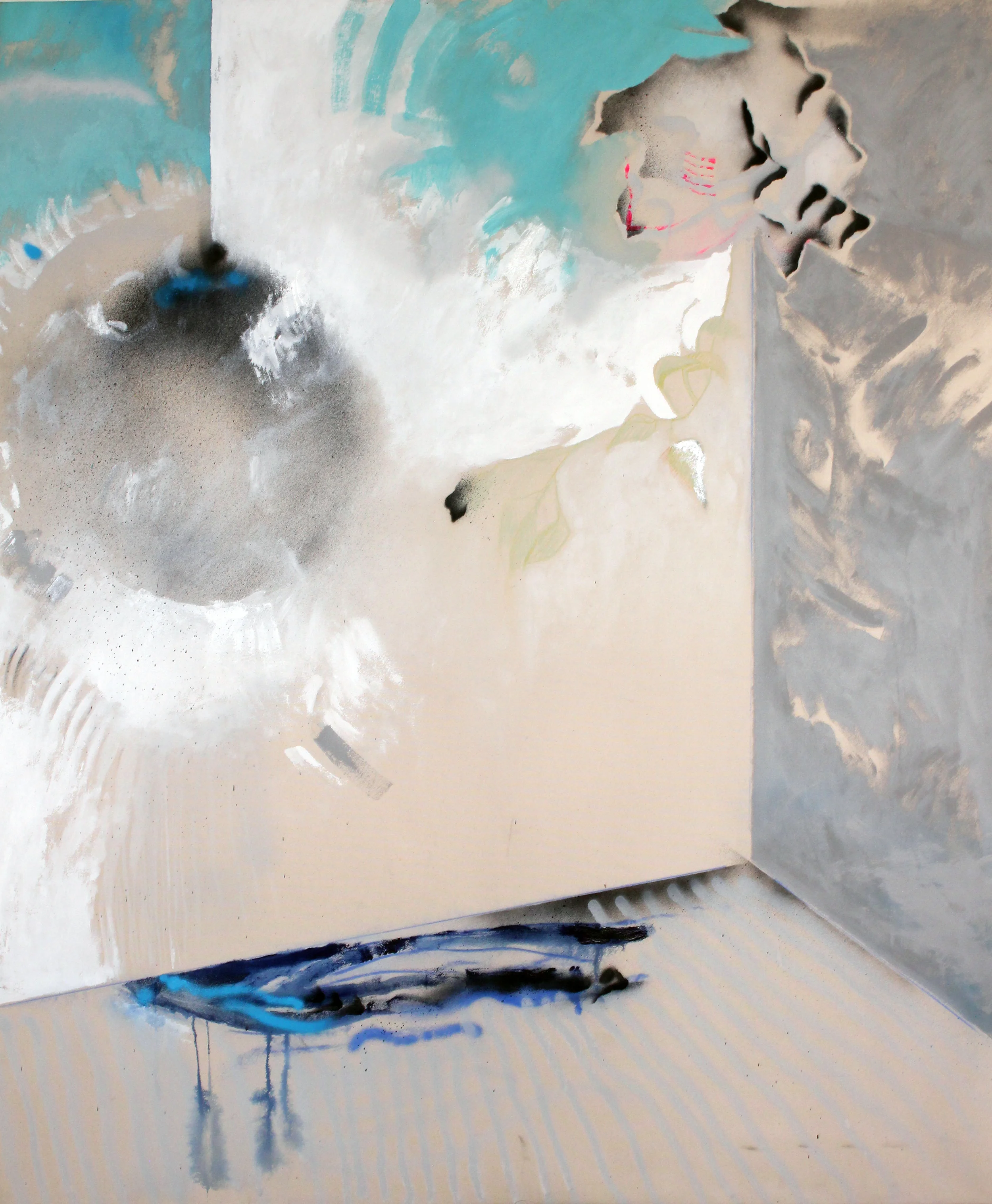 Spins in a New Place 67"x54" - Spray paint and acrylic on canvas
