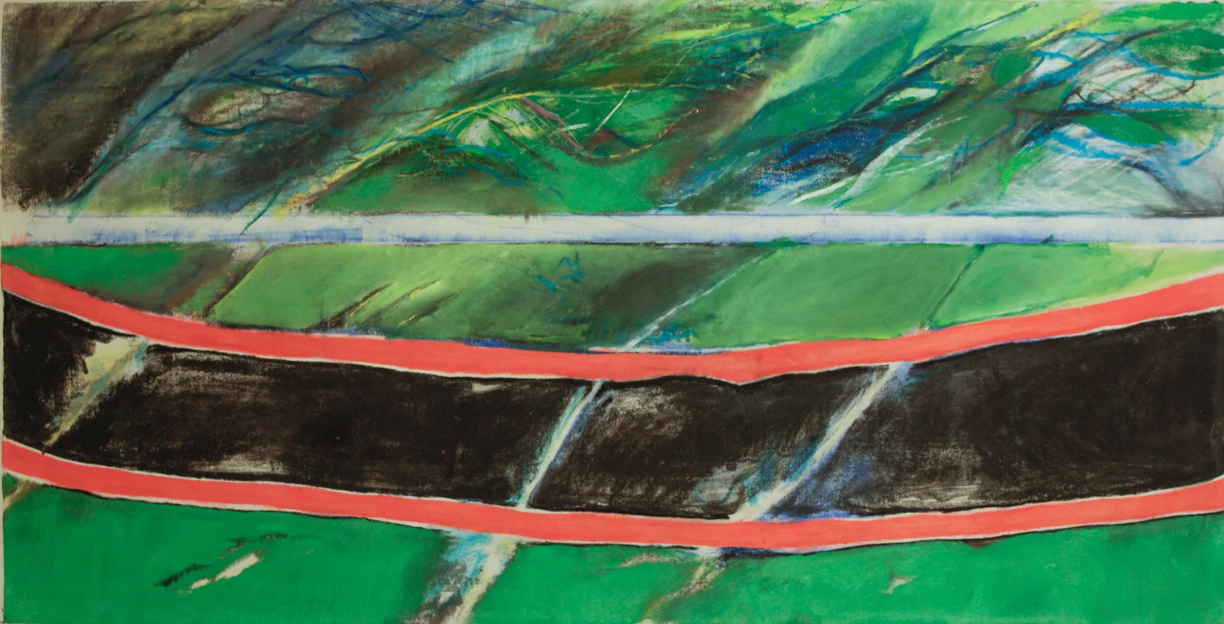 The Outfield, 4'x8', pastel on canvas
