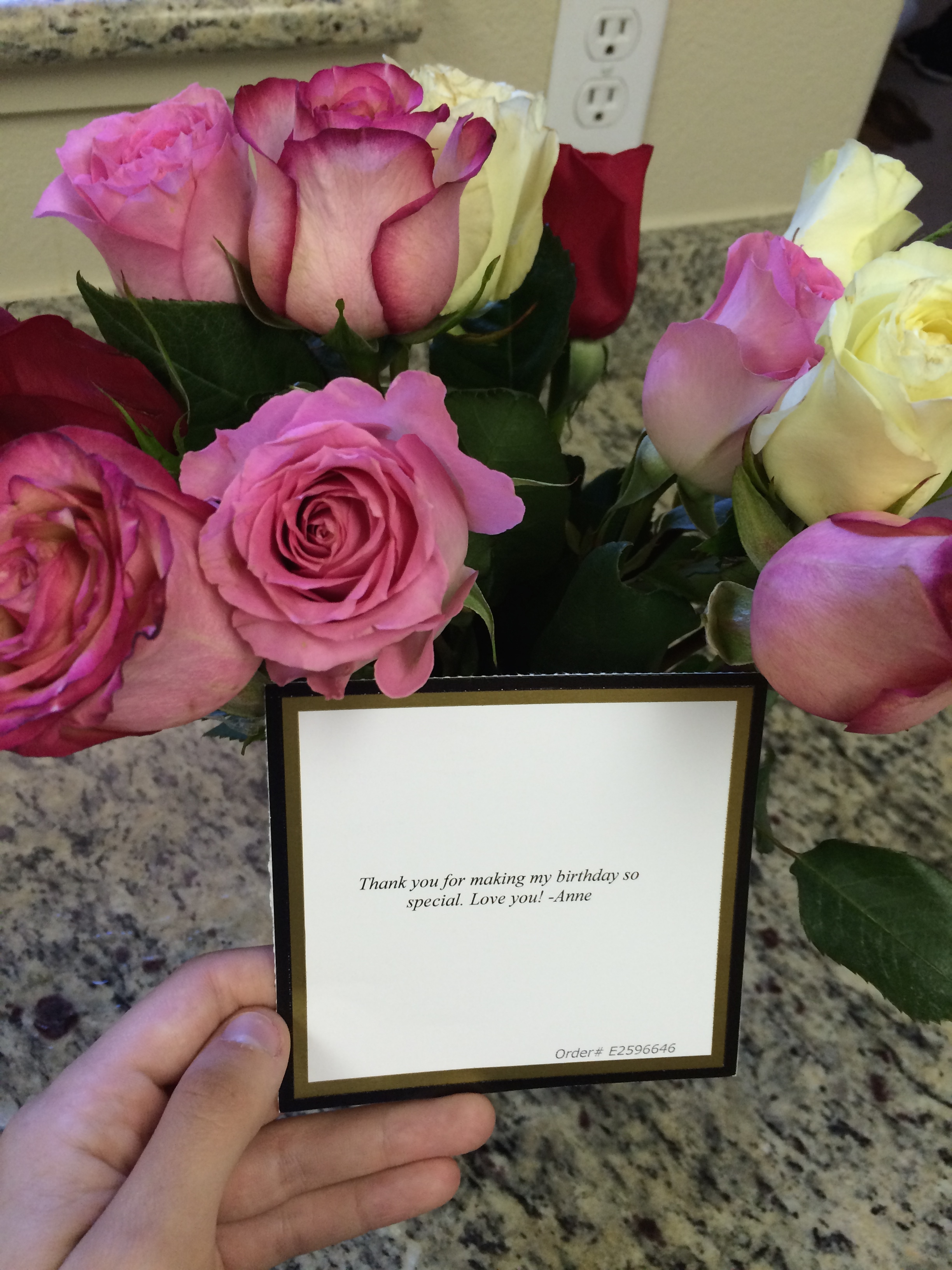 I got to throw my dear friend Anne a surprise birthday party ( Party No. 8 !), and afterward she sent me the most special roses. I was caught completely off guard- probably how she felt when we surprised her! 