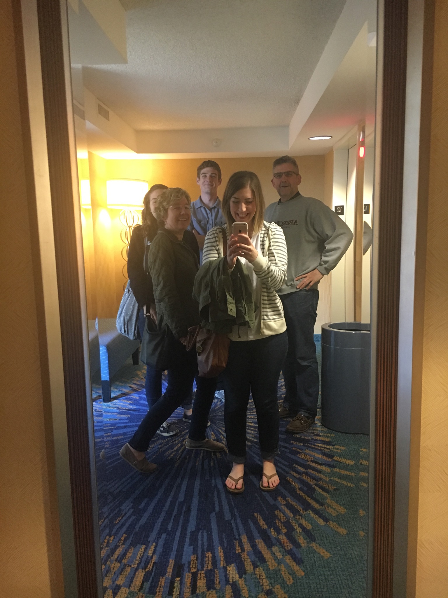Family selfie in the hotel mirror! 