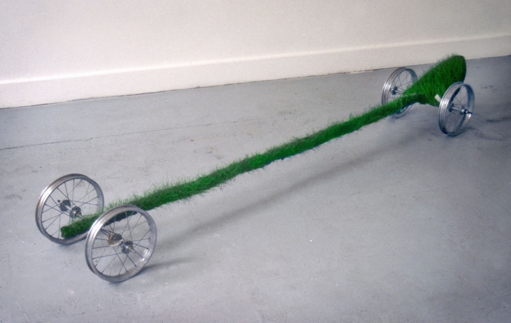 Shovel , 1999 Dirt, grass and stainless steel 12 x 96 x 15 in. (30.48 x 243.84 x 38.1 cm)