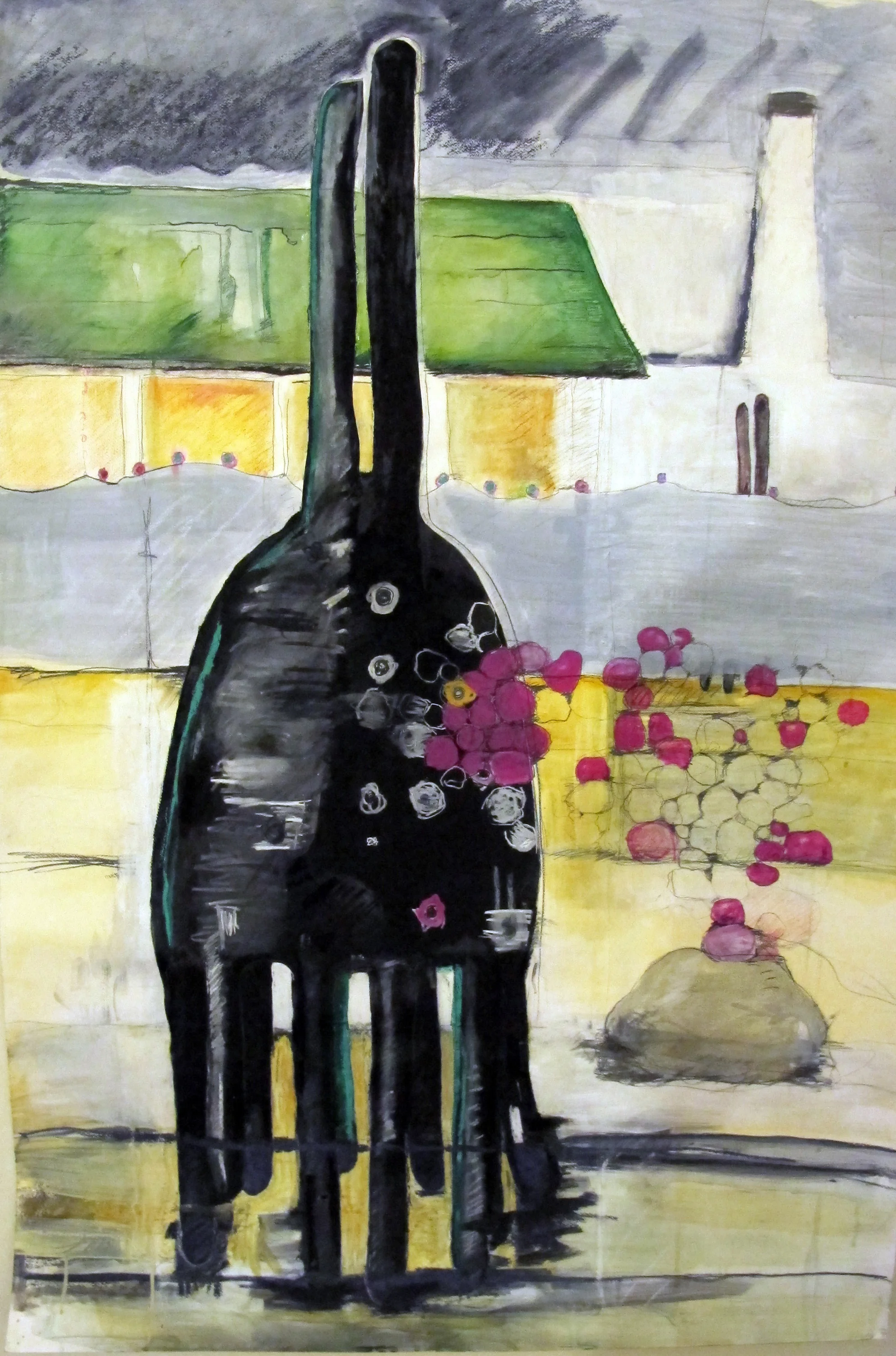 Umbra Study , 2011 Charcoal, pencil, watercolor and collage on paper 59 x 40 in. (149.86 x 101.6 cm)