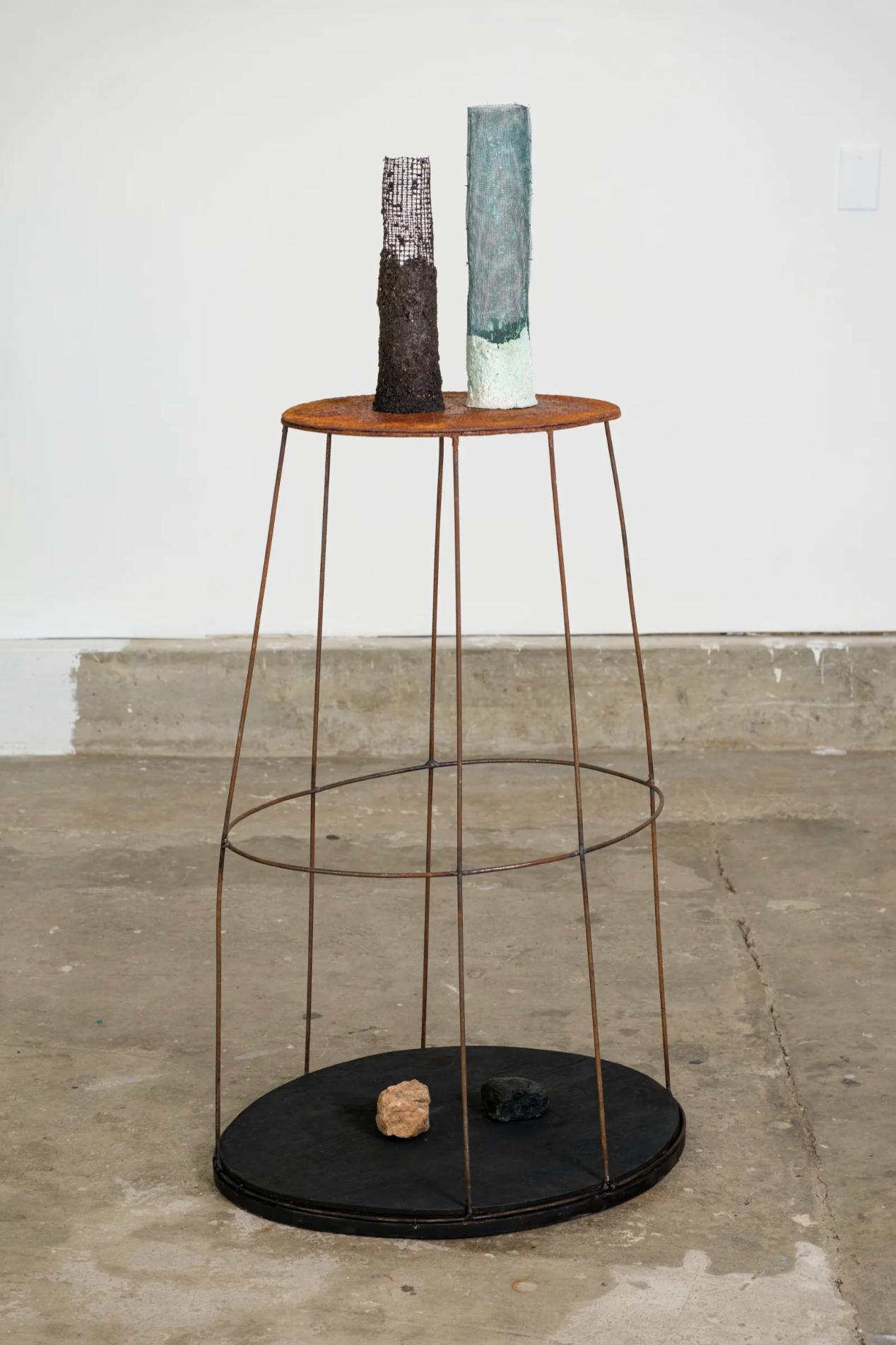    Mining the Landscape  ,&nbsp;2025 Steel, wood, marble dust, dirt, and rocks 56 ¾ x 26 ½ x 23 in. (144.15 × 67.31 x 58.42 cm) 