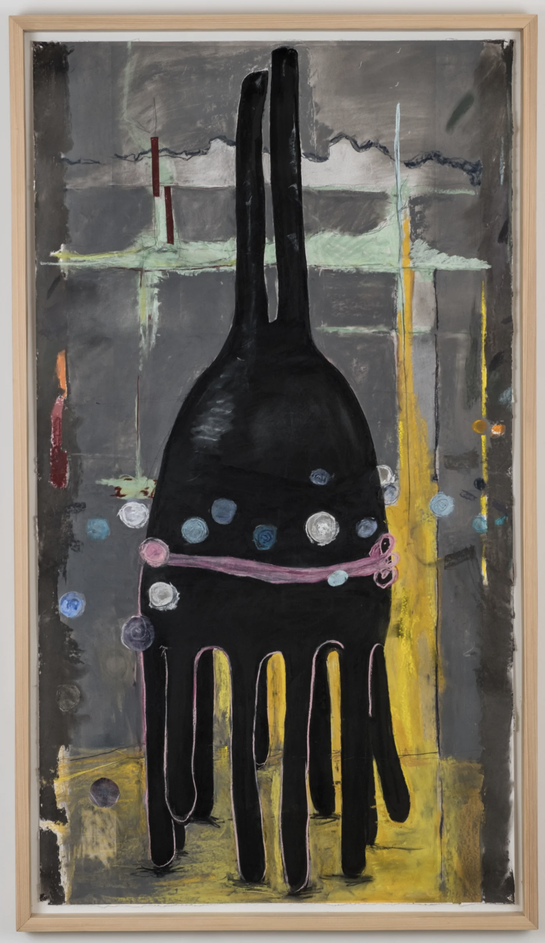    Umbra 3  , 2022 Charcoal, pastel, pencil, collage, and watercolor on paper 48 x 26 ½ in. (121.92 x 67.31 cm) 