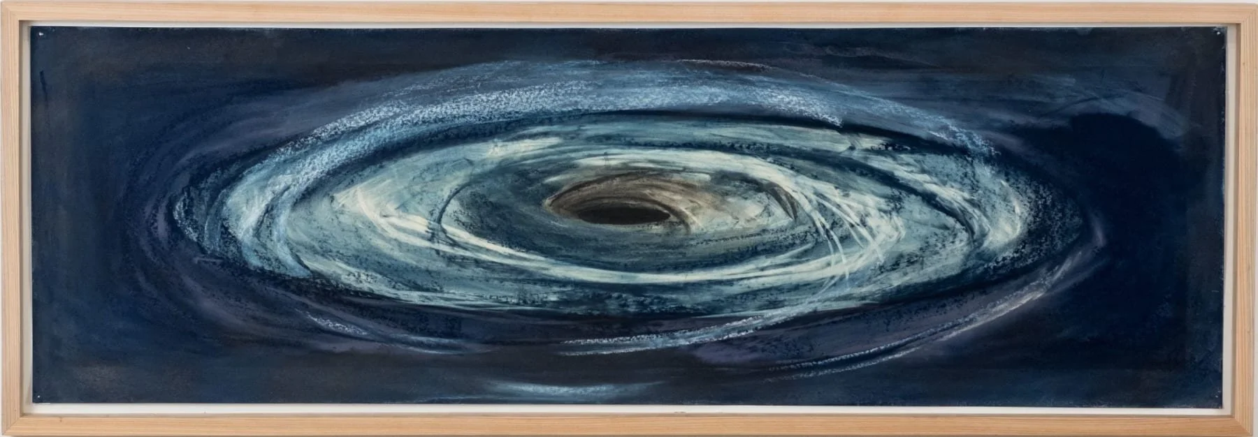    Blue Vortex  , 2025 Charcoal, pastel, and pencil on photo paper 16 x 49 ¾ in. (40.6 × 126.3 cm) 