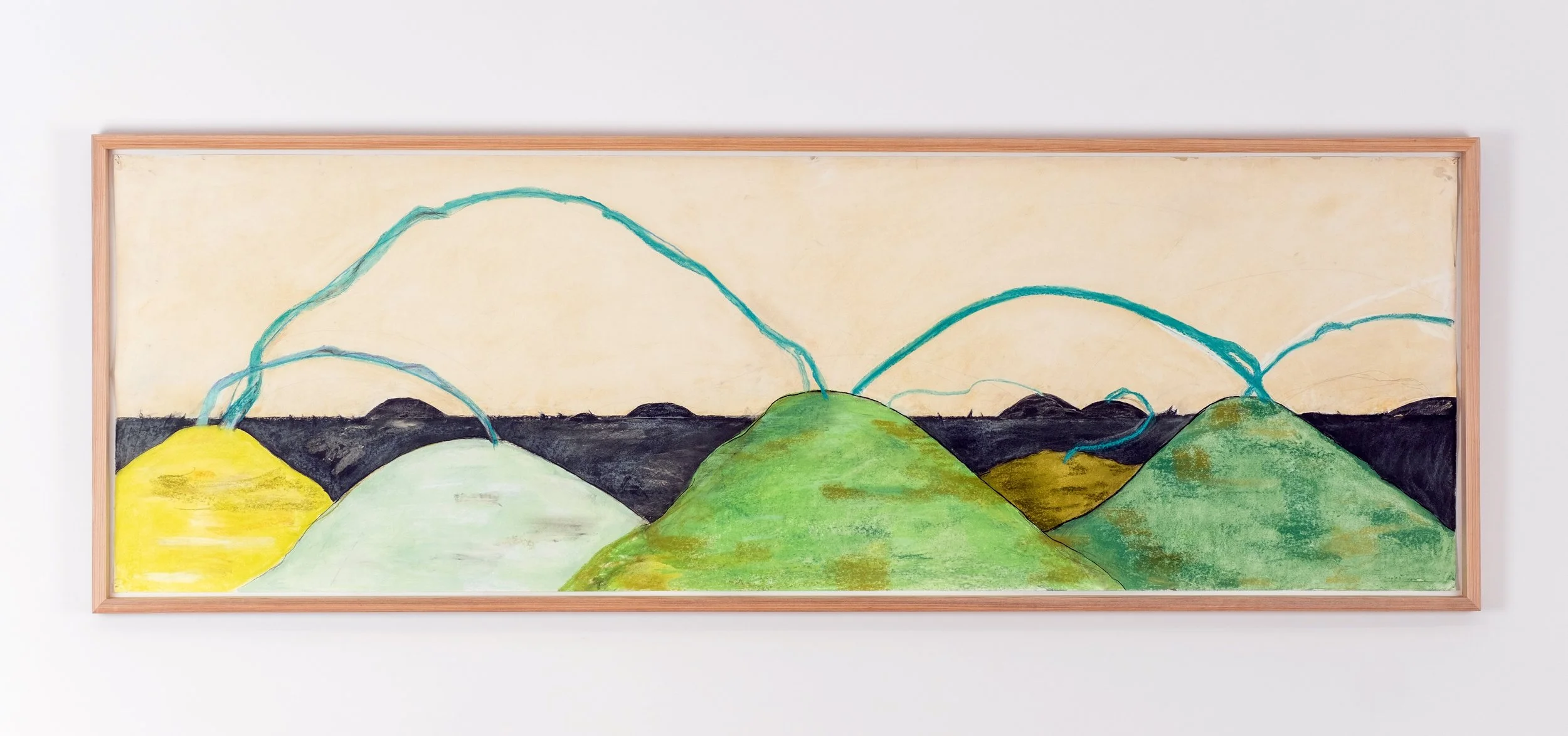    Surfacing,   2025 Charcoal, pastel and pencil on paper 24 × 74 in. (61 × 188 cm.) 