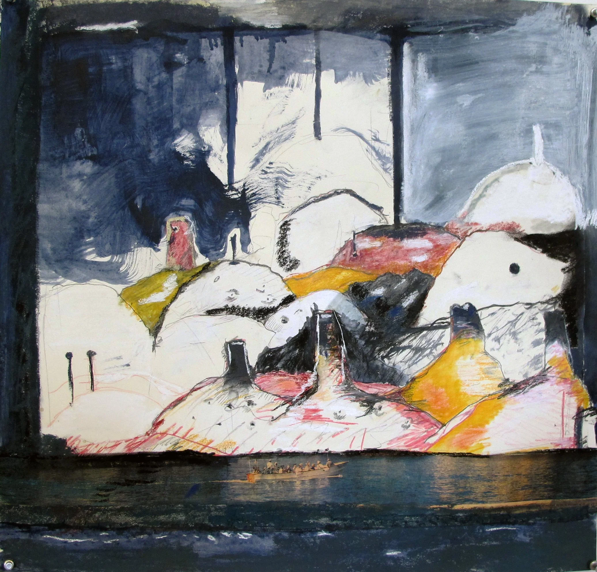    Ocean Study,   2011 Watercolor, pencil, charcoal and collage on paper 19 × 21 in. (48.26 × 53 cm.)  