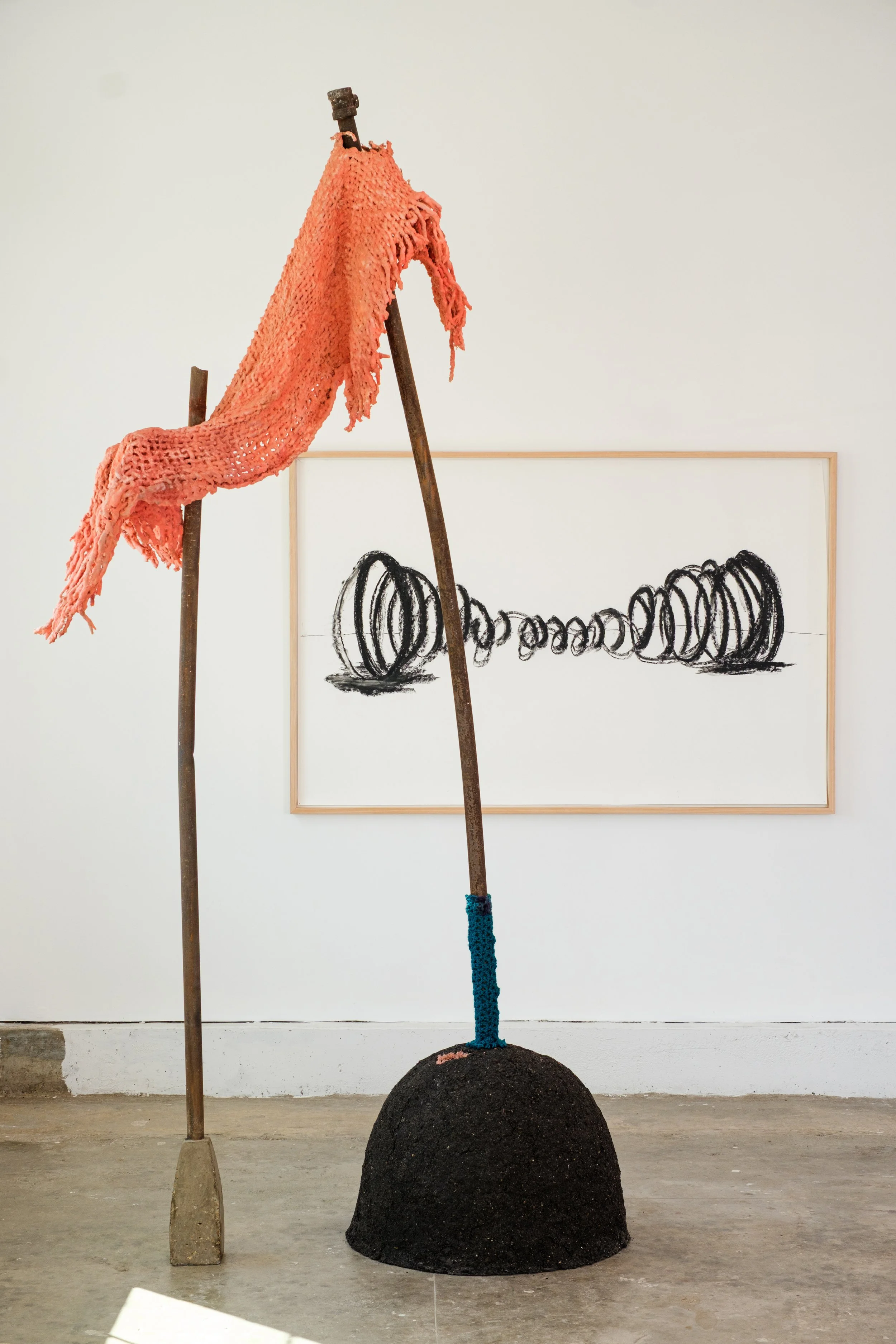    Understory,   2025 Cast soil, steel, concrete, erosion netting, flocking 112 x 59 ½ x 28 in. (284.48 x 151.13 x 71.12 cm)   