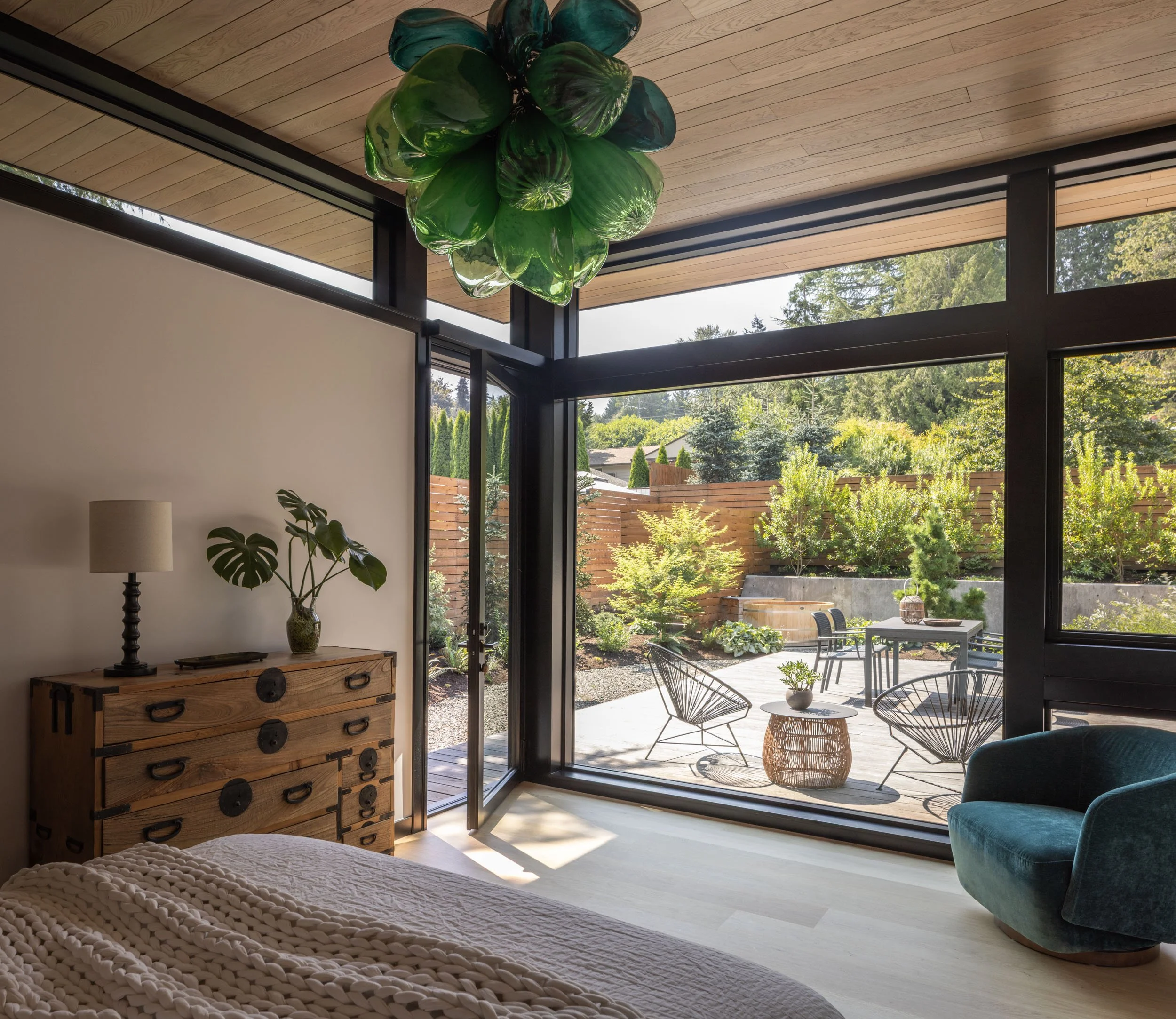 Cedar Cove, primary suite, clerestory, vaulted ceiling