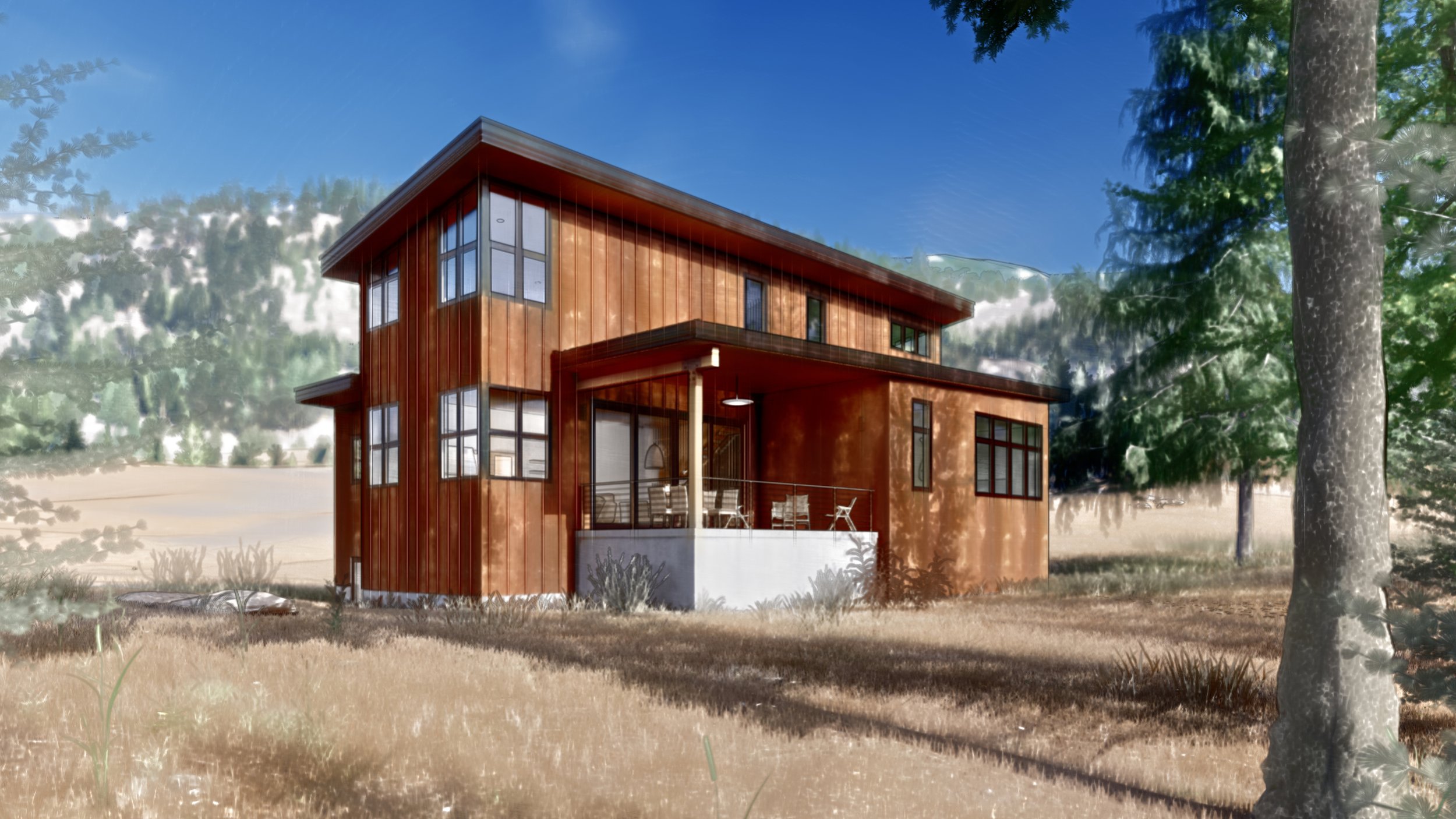  The design incorporates high-performance windows, a ground-source heat pump, and solar panels. Plus, efforts are made to minimize the use of foam insulation. 