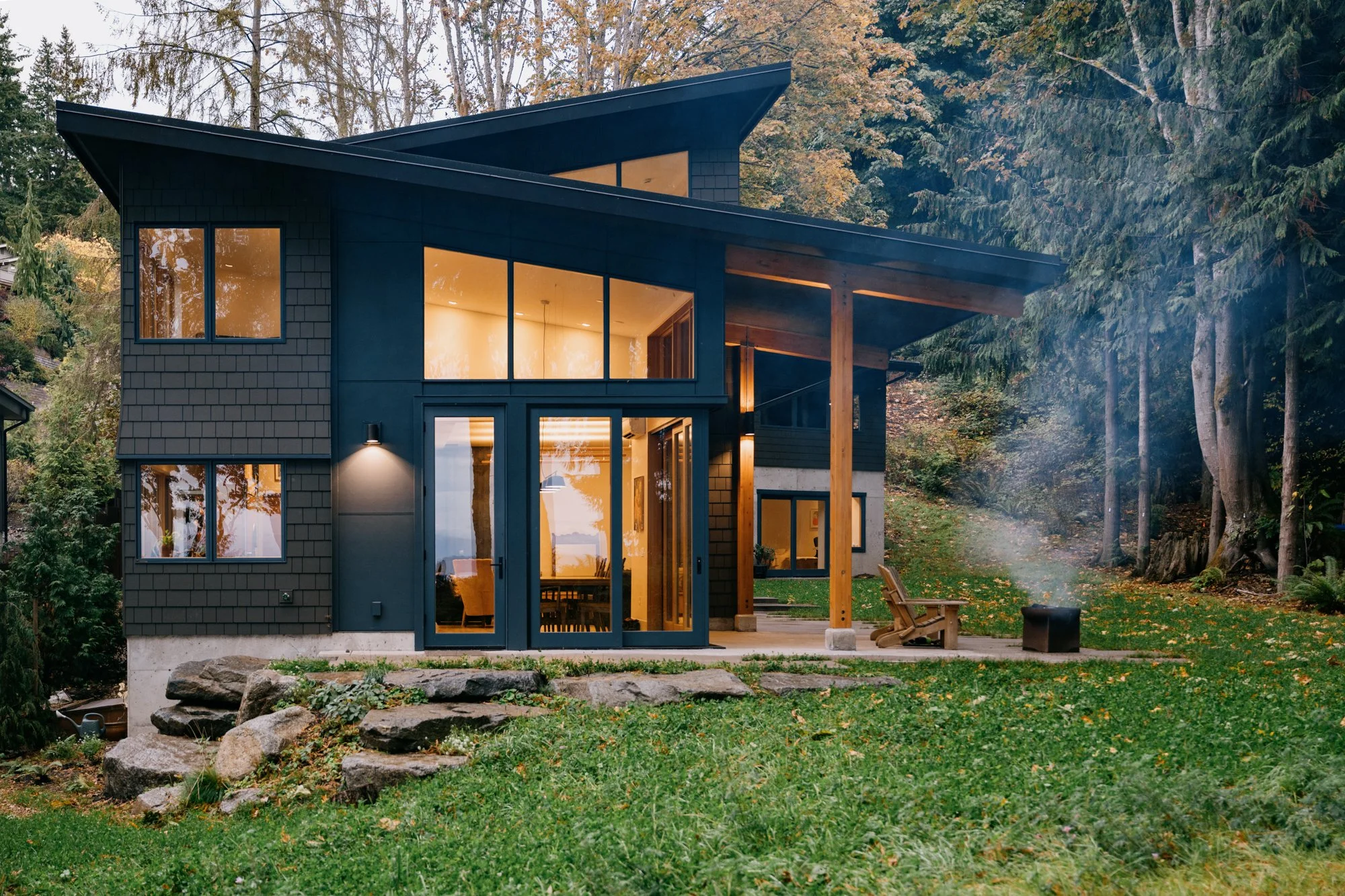 Pacific northwest home, exterior, home in the trees