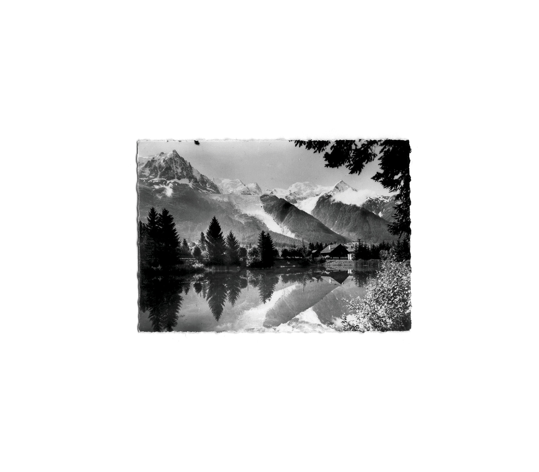    Chamonix Mont-Blanc (lac des Gaillands)  &nbsp;2009&nbsp;  found postcard&nbsp; 6 x 9 cm 