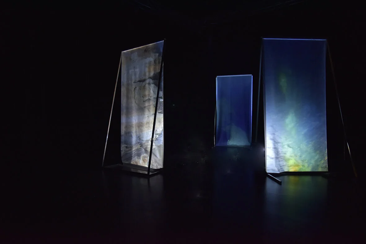   Izabela Pluta   Lines of sight &nbsp;20203 channel digital video with sound, polyester waddling straps, two-way acrylic, aluminium. 06:25 minutes (loop)    Editing: Vera Houng Productions. Sound Design: Ant Bannister and Tobias Gilbert. Filmed i