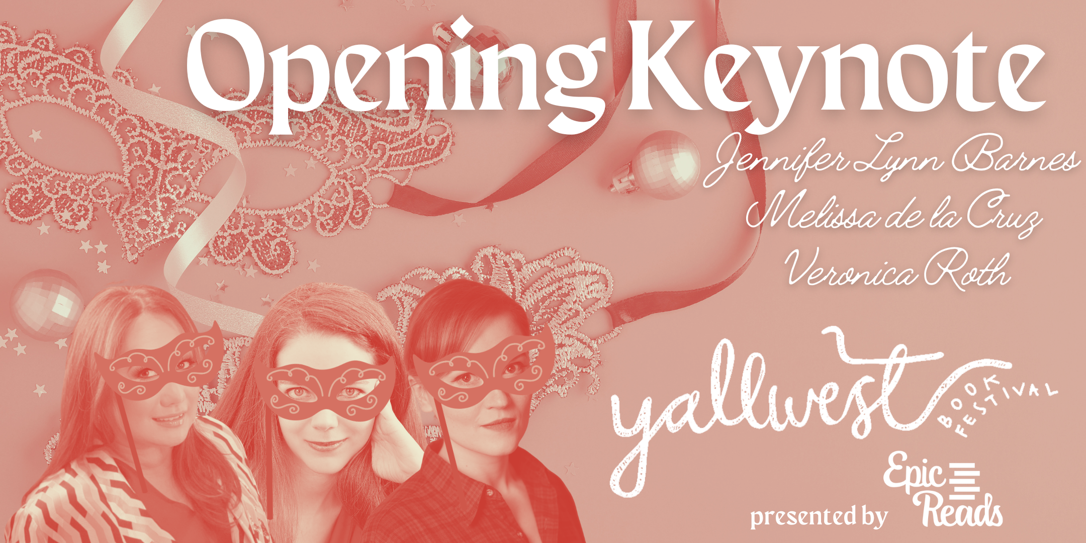 graphic of opening keynote with photos of melissa de la cruz, jennifer lynn barnes, and veronica roth