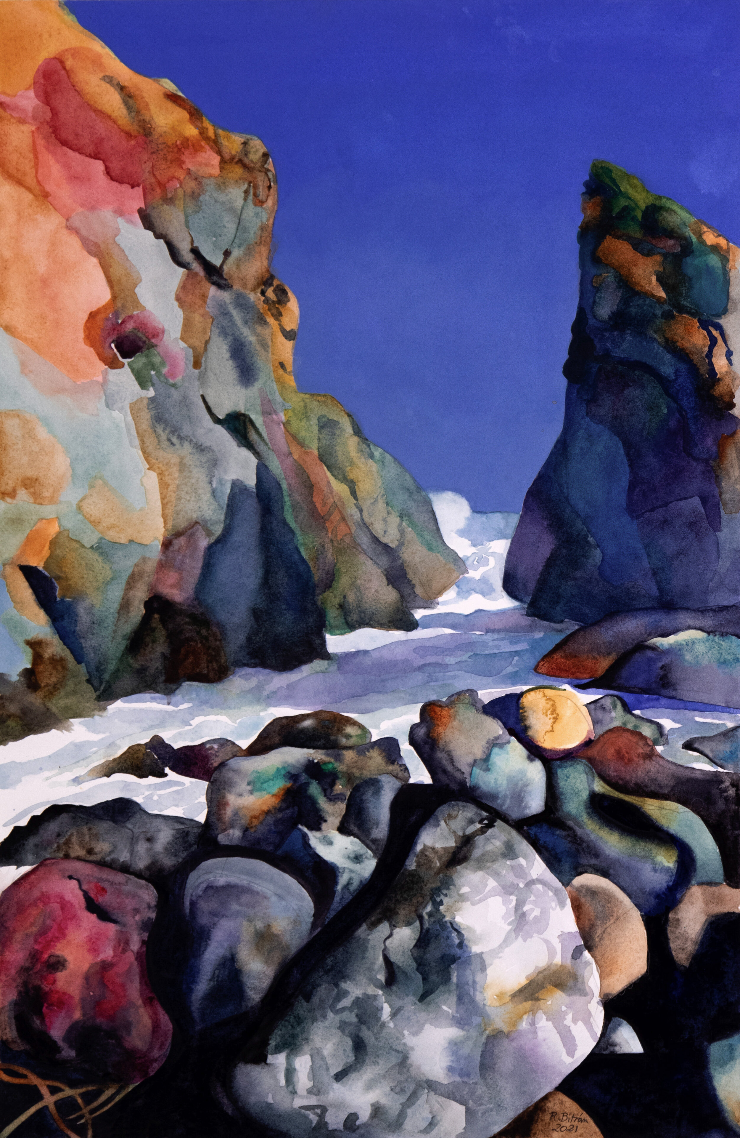 -Secret Beach-2021-Wartercolor on Arches 300 lb Hot Press paper-23.0 x 15.0 in - 58,3 x 38,0.JPEG