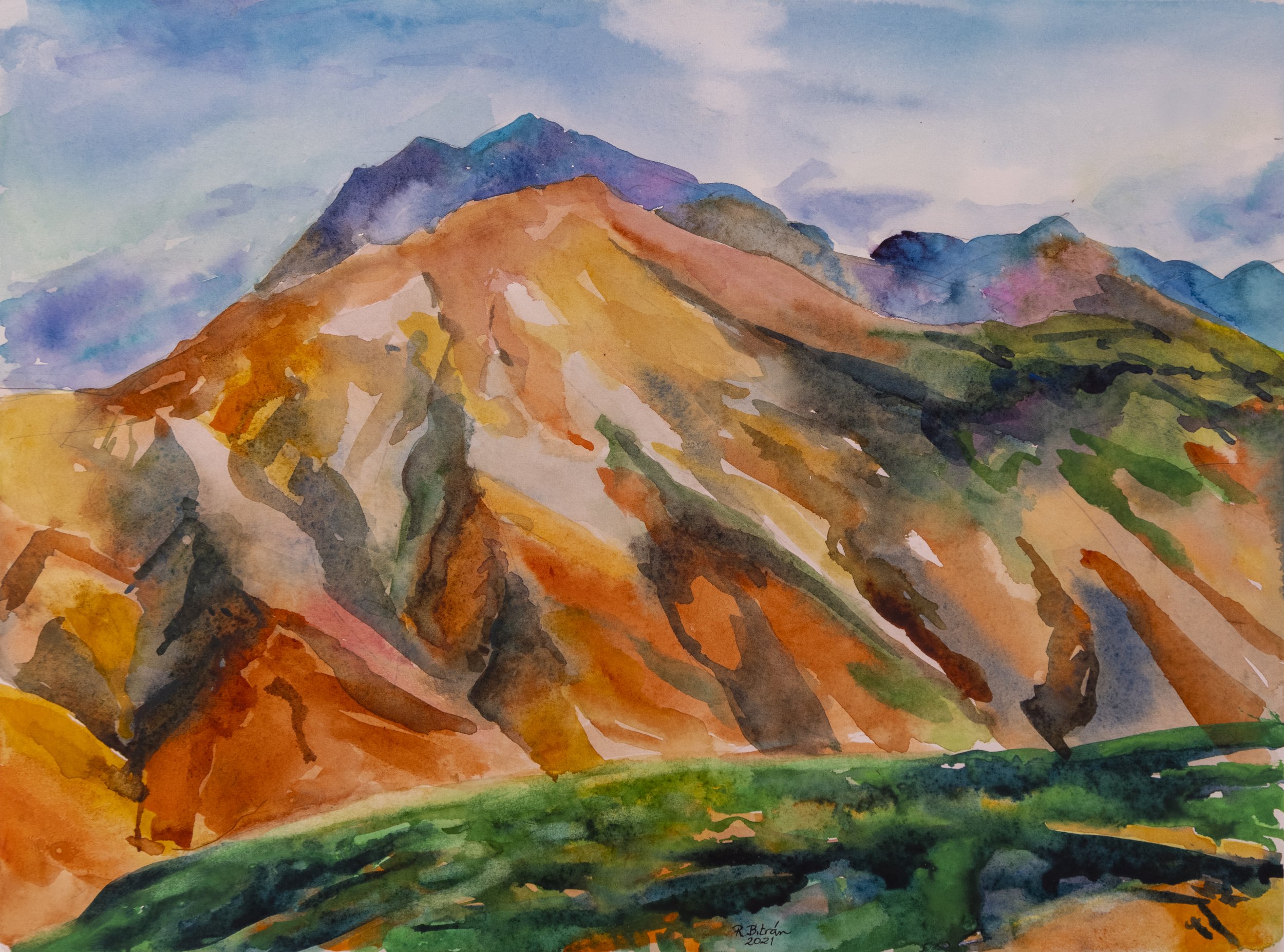 +_Orange mountains. 2021. Watercolor on paper. 11.4 x 15.0 in-29,0 x 38,0 cm..jpg