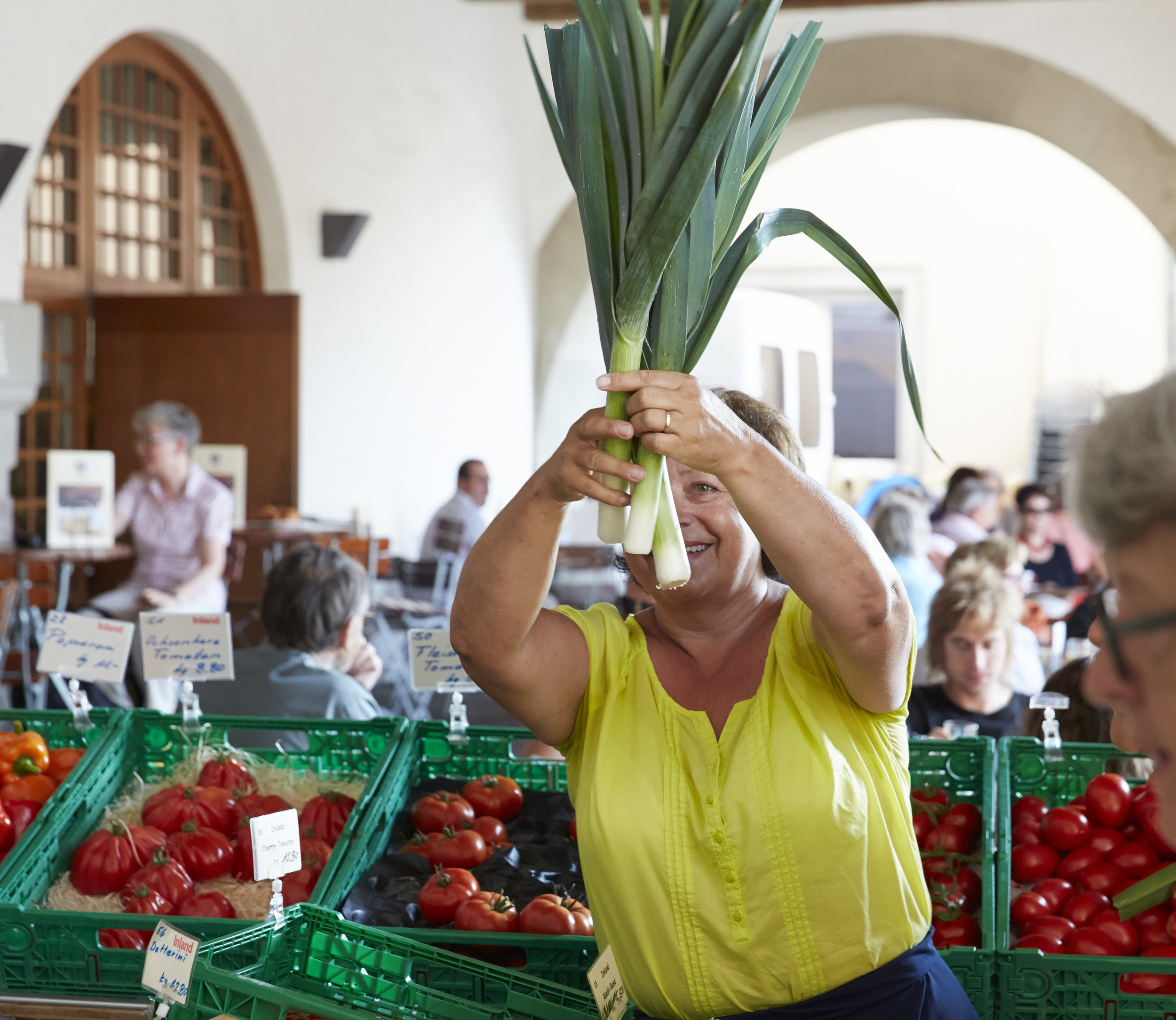 Vegetable vendor, Lucerne market