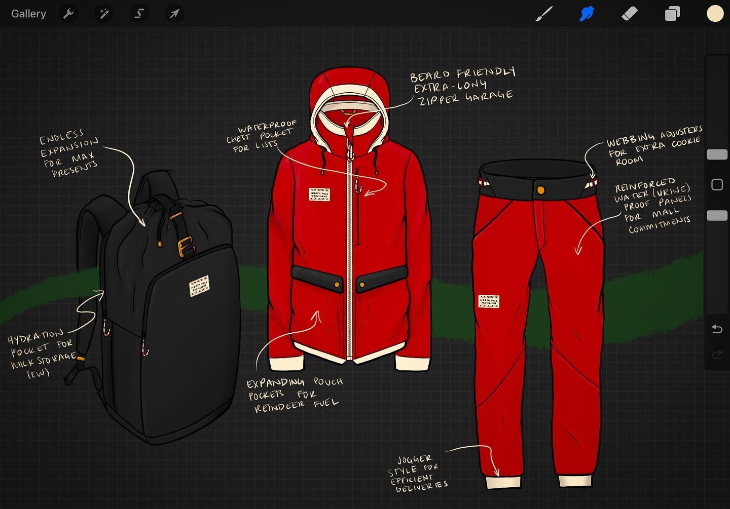 Introducing the Rein-Gear Collection 

(thanks to @grantaberry for pun assistance)

#industrialdesign #idsketching #sketchaday #productdesign #sketch #sketchbook #procreate #design #process #sketching #sketchellaneous #womeninID #fashiondesign #appar