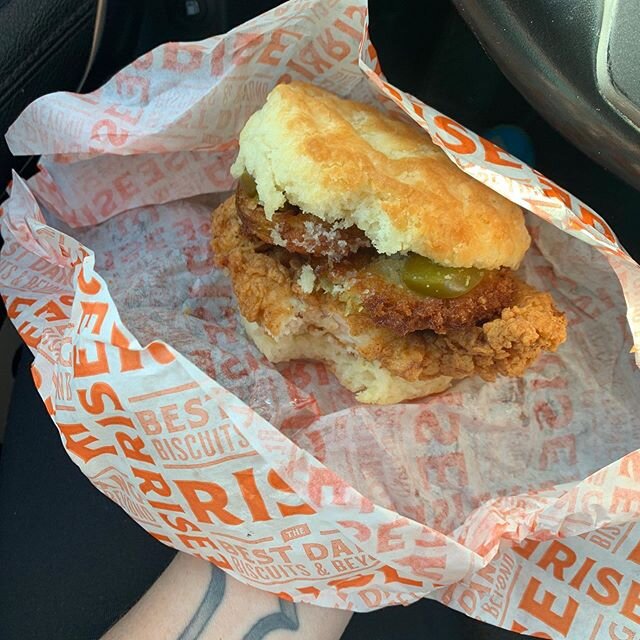 Y&rsquo;all, it&rsquo;s not tea, but the chicken biscuit from @risecarrboro is ALWAYS banging!  Thank you, Rise for the deliciousness. .
.
.
.
#saturdayvibes #lovelocal #carrboro