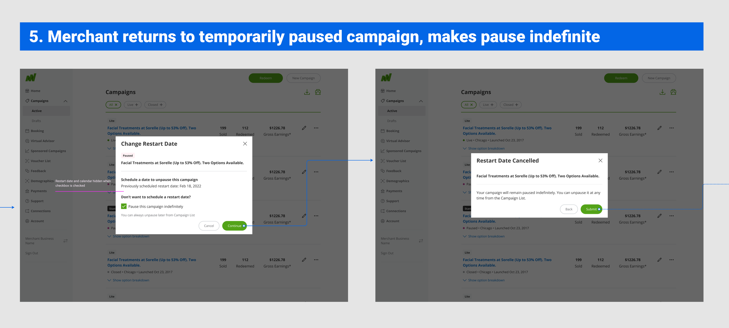Permanent pause flow detail