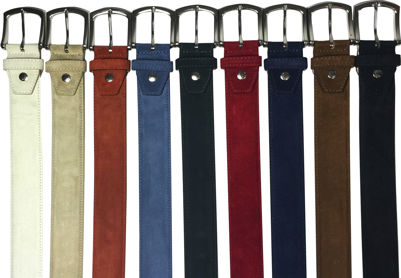 Style #C2218: Cream, Sand, Cerris, Jean, Slate, Red, Navy, Brick, Black Velour Suede 40MM Belt Sizes available: 38 to 48 waist