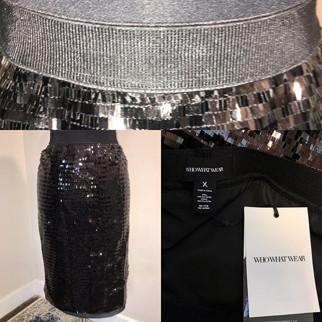 NOW AVAILABLE: Who What Wear Black Sequin Skirt, Size 1X. $25. Brand new with tags, Sequin skirt with elastic waist, back slit, sequins all over! Great for holiday events, date night, or even part of a casual look! Waistband is elastic, lined, skirt 