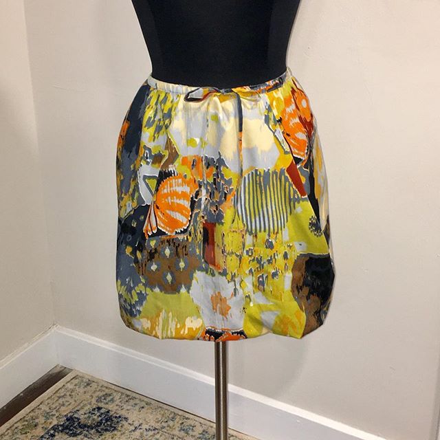NOW AVAILABLE: W118 by Walter Baker Abstract Mini Skirt, Size M. $22. Super cute floral skirt by W118 by Walter Baker, found in Saks and Nordstrom. Mini skirt is lined, has a drawstring. Feels like silk, but fabric is polyester. Small area with signs