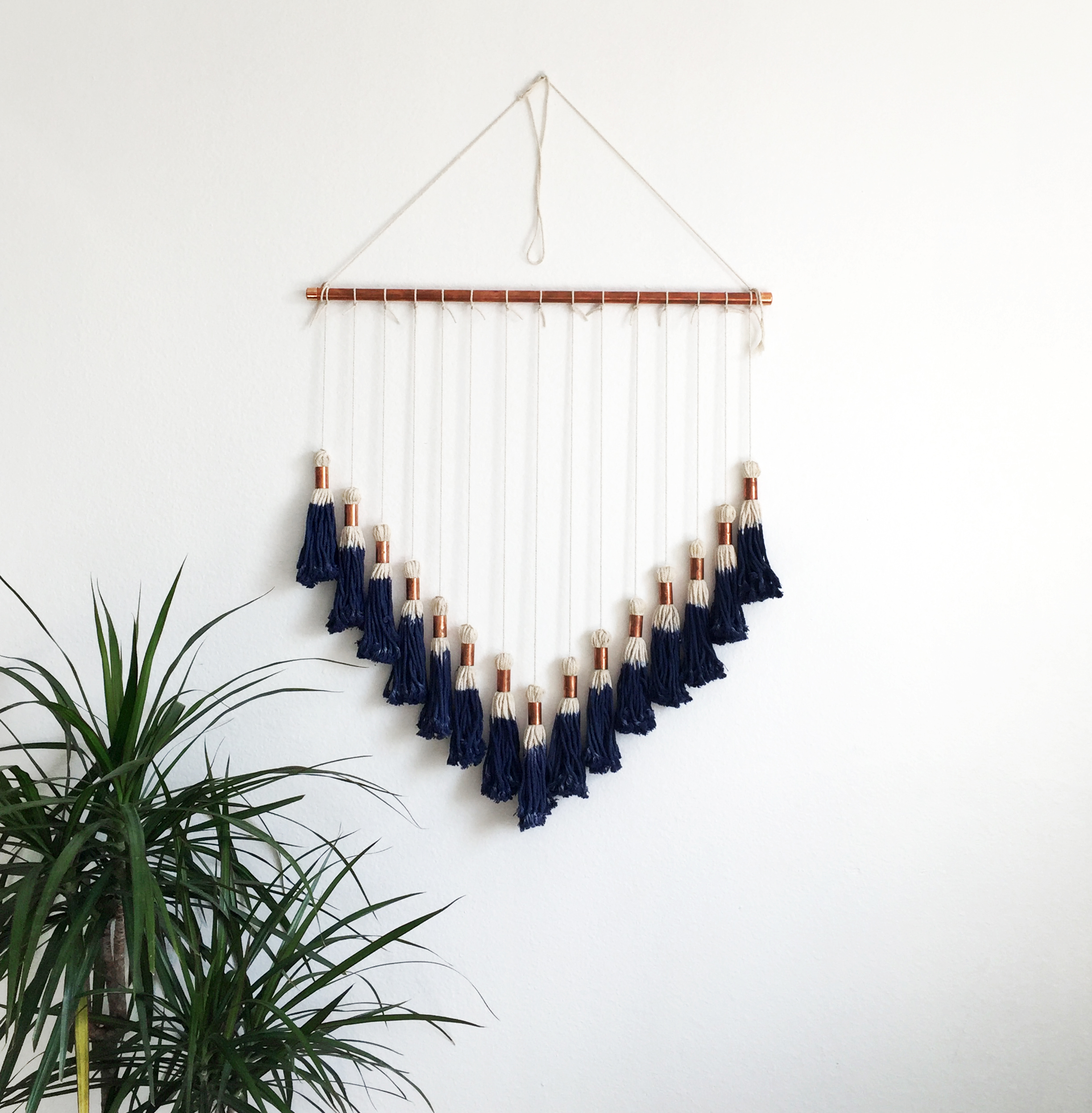 QLT STUDIO | Indigo macrame tassel wall hanging