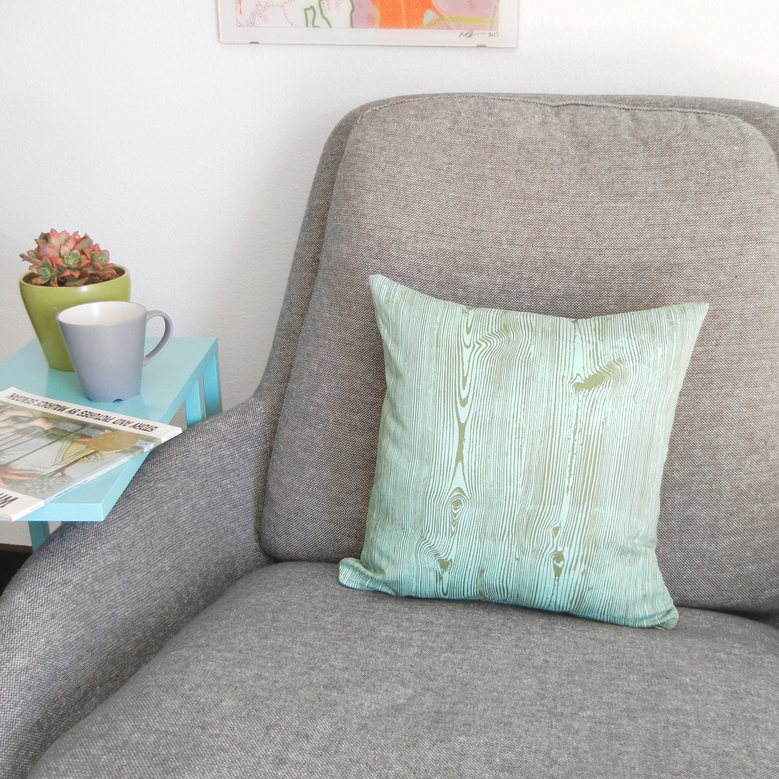 QLT STUDIO | Aqua Wood Grain Pillow Case