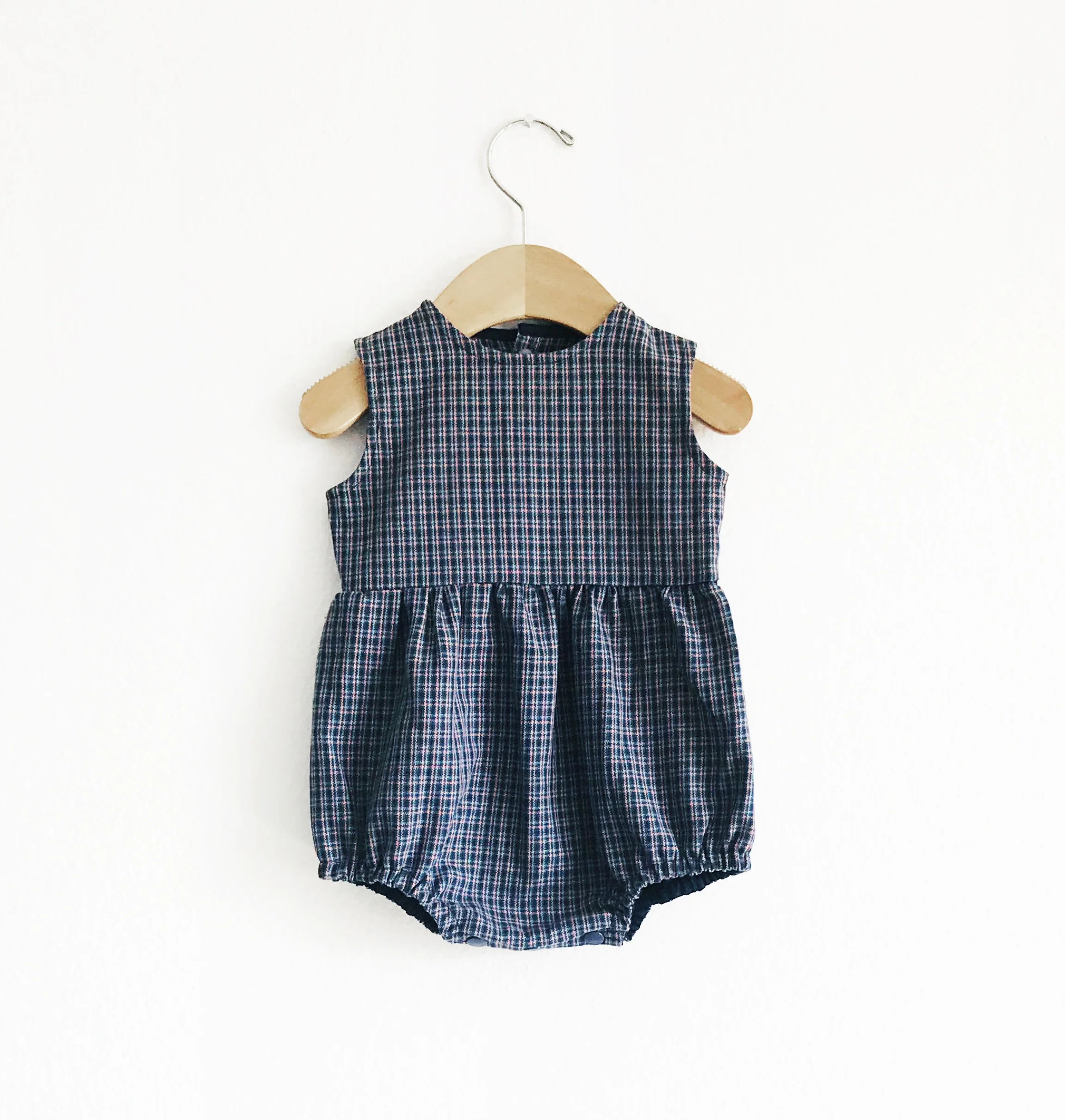 QLT STUDIO | Blue Plaid Baby Playsuit