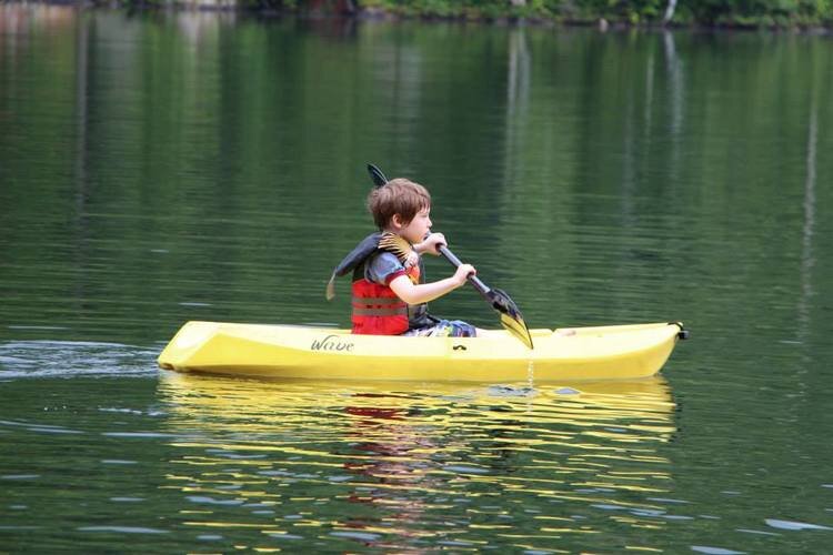 Child in a small sit on kayak