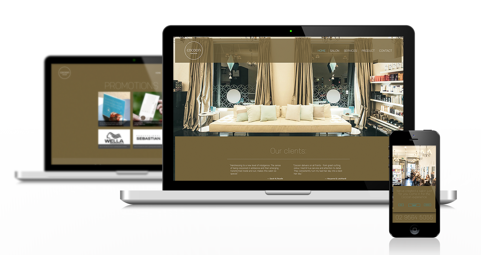 Branding, web site design, domain management, photography, web site build, deploy, content management setup. www.cocoonhair.com.au