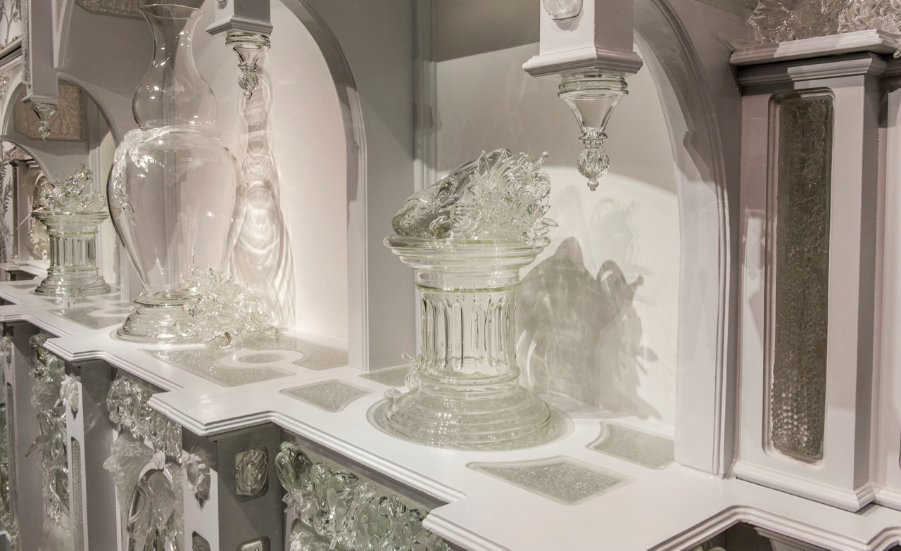 detail of altar, Sideboard with Blue China