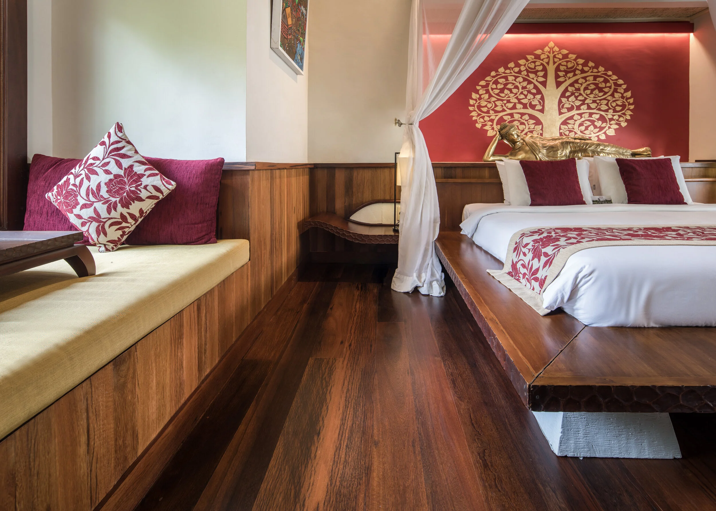 Reclaimed Ulin flooring in a luxury hotel interior in Bali
