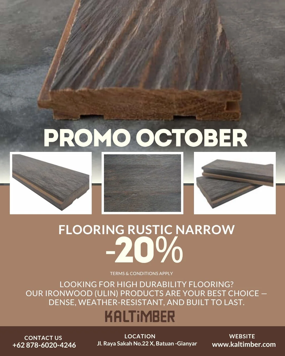 🔥 October Promo Alert! 🔥
Our full-process reclaimed ironwood flooring (narrow rustic profile &ndash; 7 to 8 cm wide) is now 20% off all month long!

Tough, timeless, and sustainably sourced &mdash; perfect for creating elegant interiors with seriou