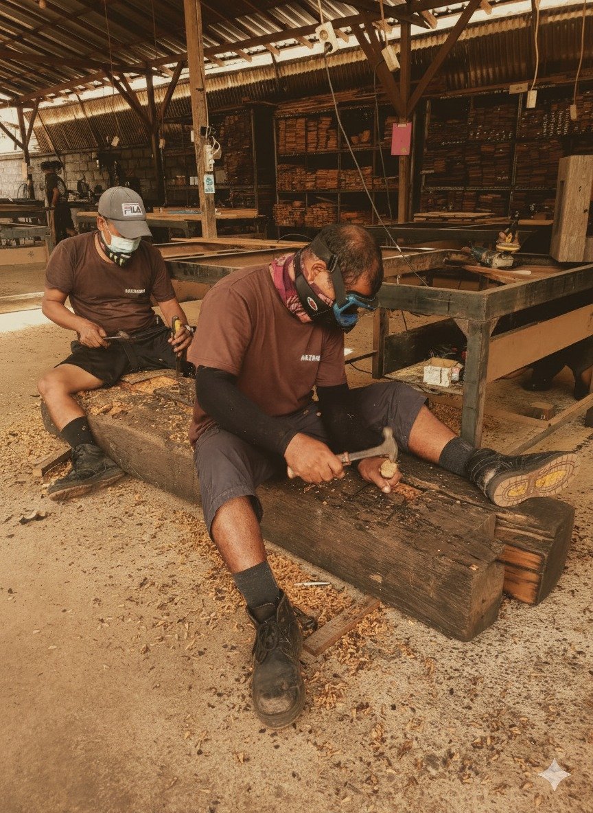 This is where the magic begins! ✨ Watch our skilled Kaltimber team using authentic handcrafting techniques to transform this rugged log into a beautiful, rustic piece of art. It&rsquo;s not just a bench; it&rsquo;s a sustainable statement. We&rsquo;r