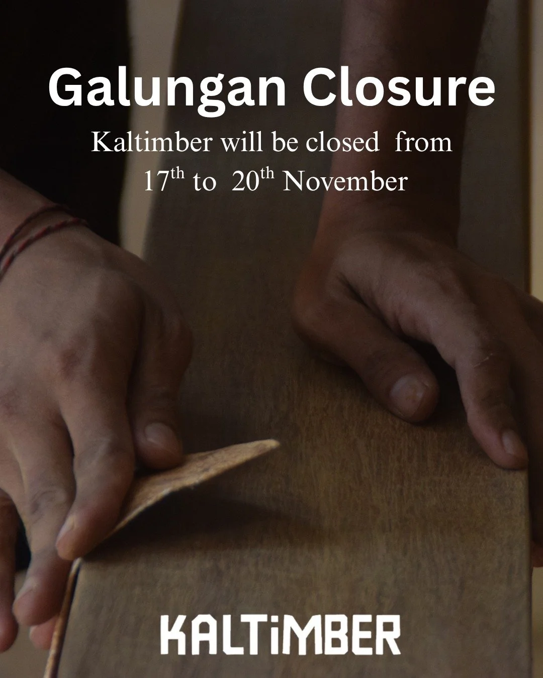 Kaltimber will be closed from 17&ndash;20 November for the Balinese celebration of Galungan. We look forward to welcoming you back right after, ready to assist with high-quality reclaimed ironwood decking, flooring, and panelling for your outdoor and