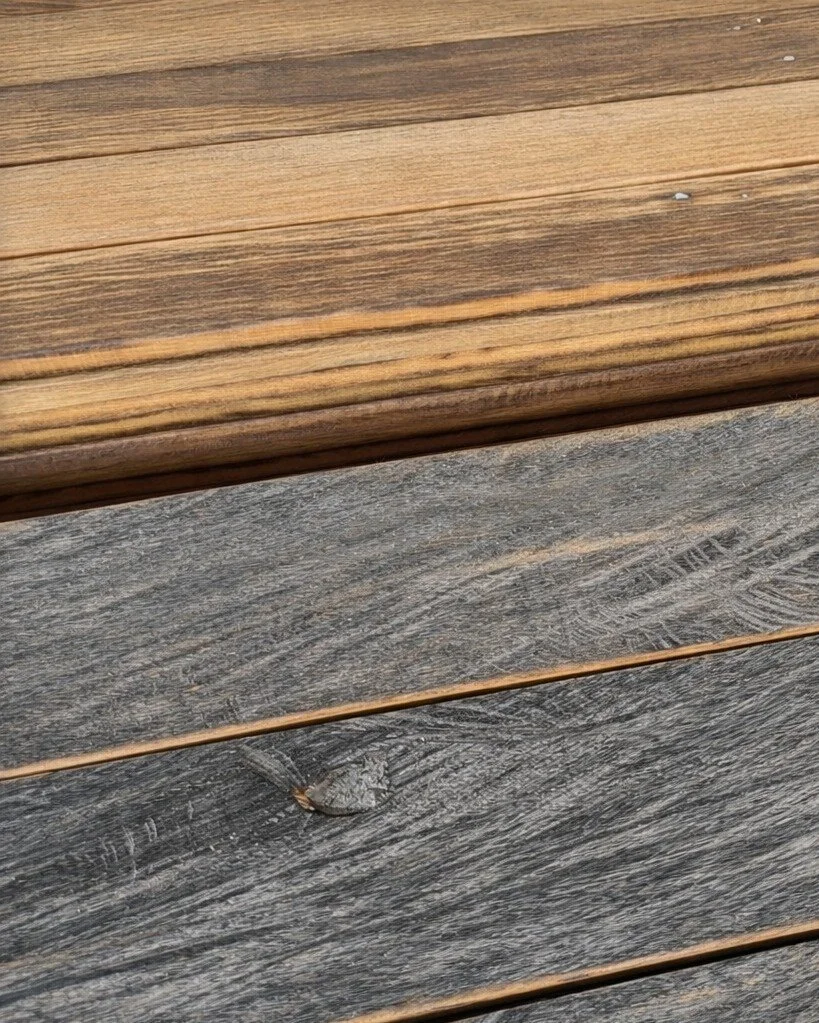 Smooth or rustic? 👣🌿
Same reclaimed ironwood. Two very different vibes.

SMOOTH
For the minimalists and clean-line lovers. A refined look that lets the grain do the talking&mdash;sleek, modern, and easy to keep visually &ldquo;quiet&rdquo; in a spa