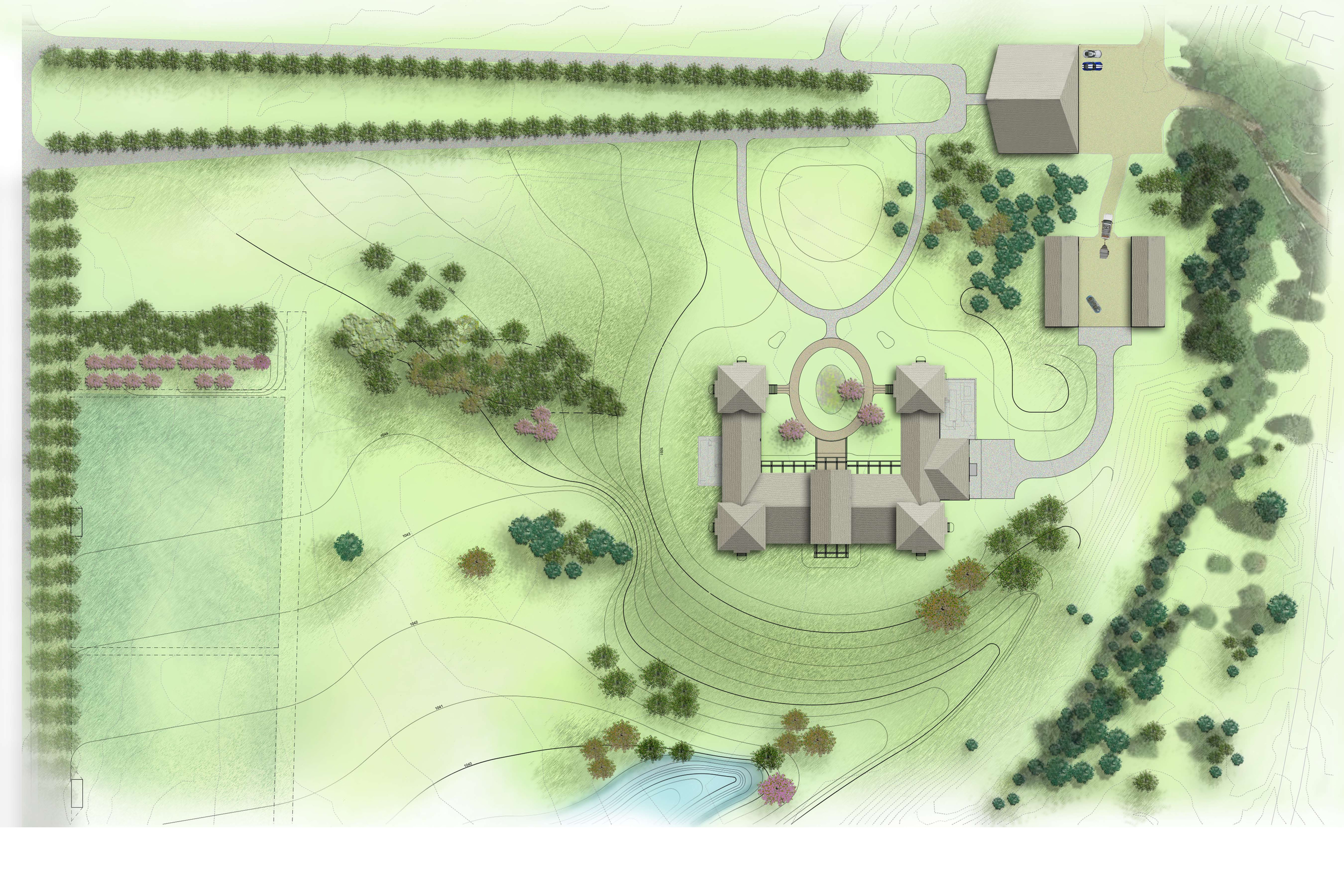 Country Estate Plan View Rendering and Design