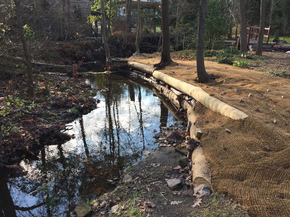 Finished product showing crib facing and coir mat erosion control