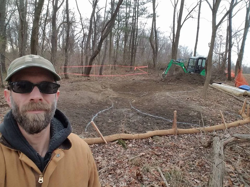 Kevin Ries of NativeScapes excavating the vernal pool!