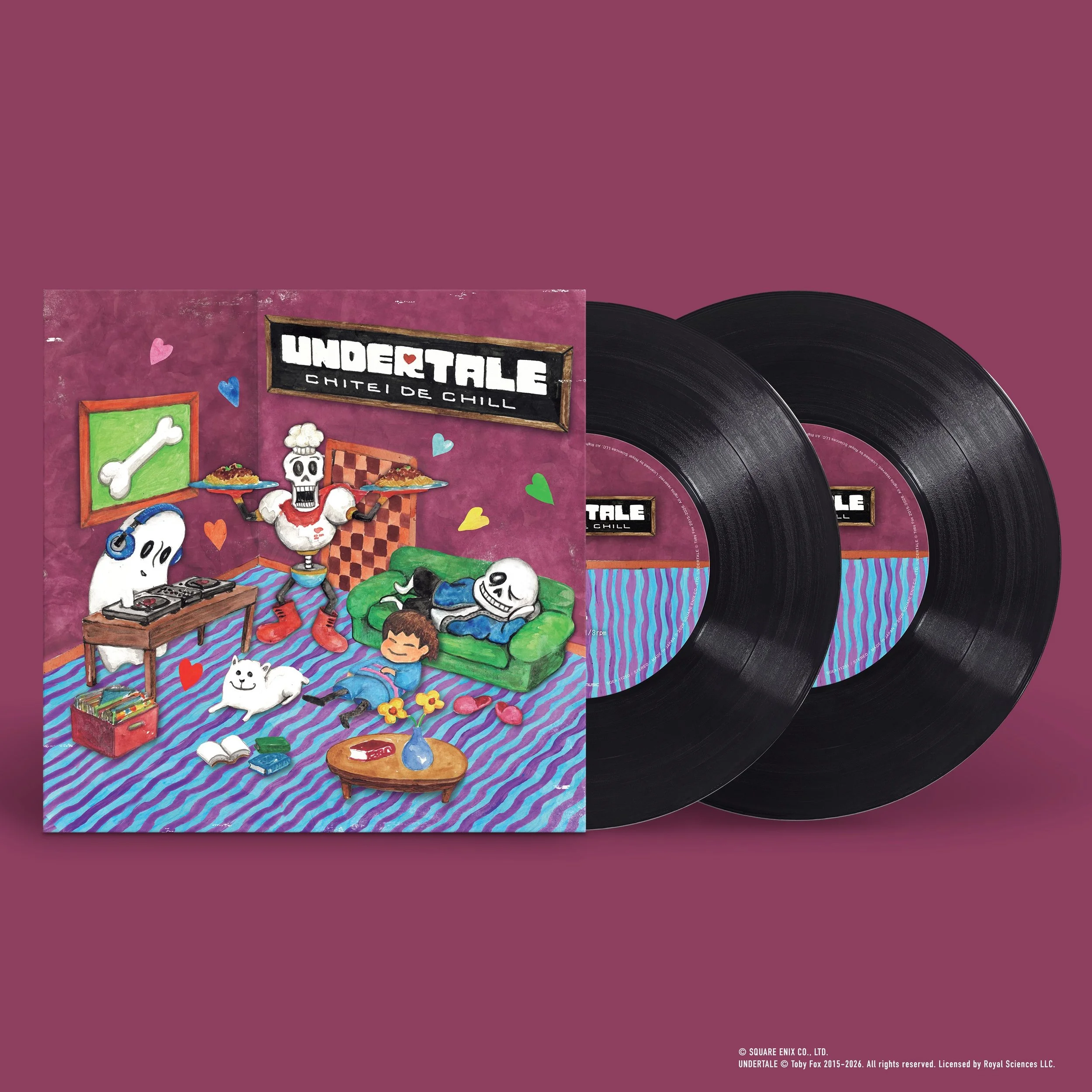 スクウェア・エニックスが贈るアレンジシリーズ
『UNDERTALE：CHITEI DE CHILL』のアナログLPがリリース。

こちらのタイトルのアレンジ楽曲制作とアートワークをTAPにて担当させて頂きました。

Arranger：
MURO, tofubeats, VaVa, DJ Mitsu the Beats, grooveman Spot, doooo, DJ JIN, 熊井吾郎, G.RINA, DJ HASEBE

Artwork：NOVOL

『UNDERTALE: CHITEI