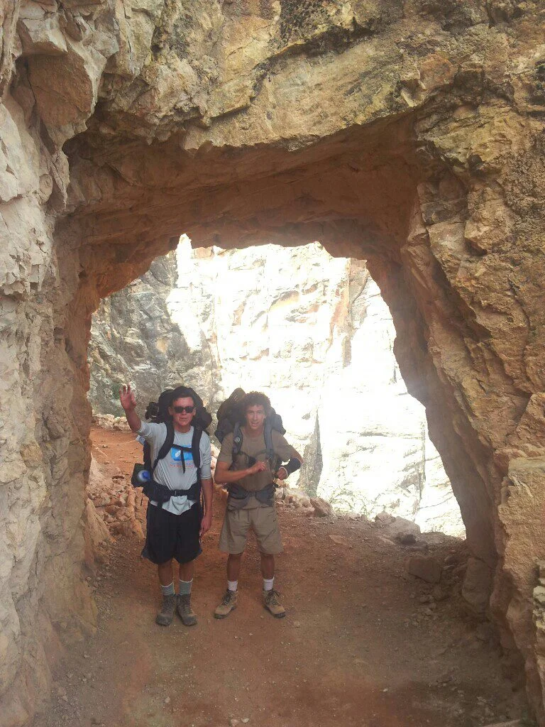 Clark and Kyle at an arch only about 100 yards from the top!