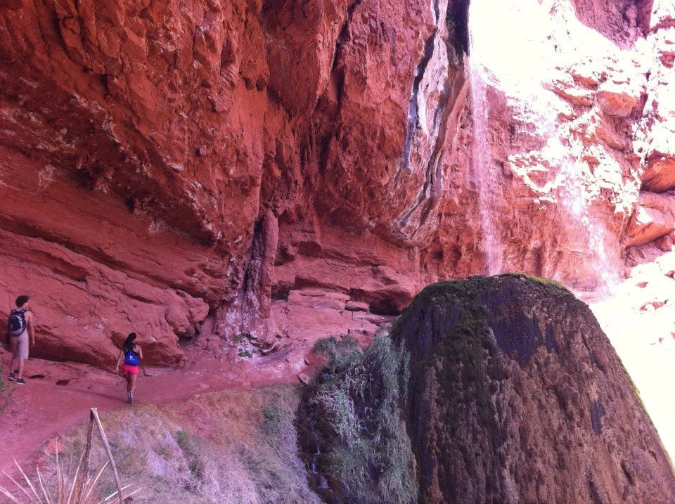 Climbing up to the 2nd tier of the falls