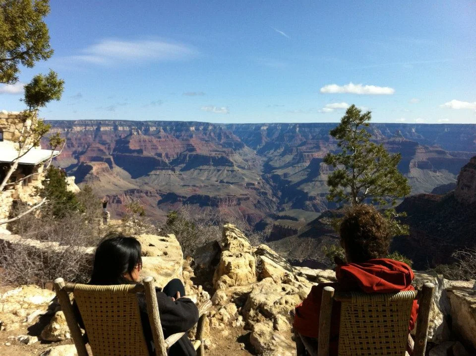 Relaxing on some wicker chairs with a beautiful view!