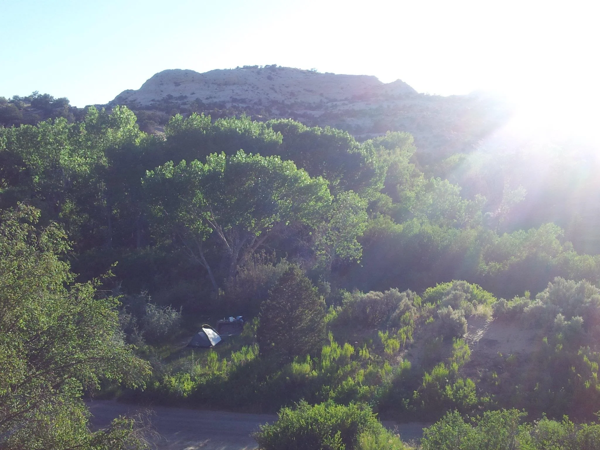 Our camp spot from a rock ledge we climbed up