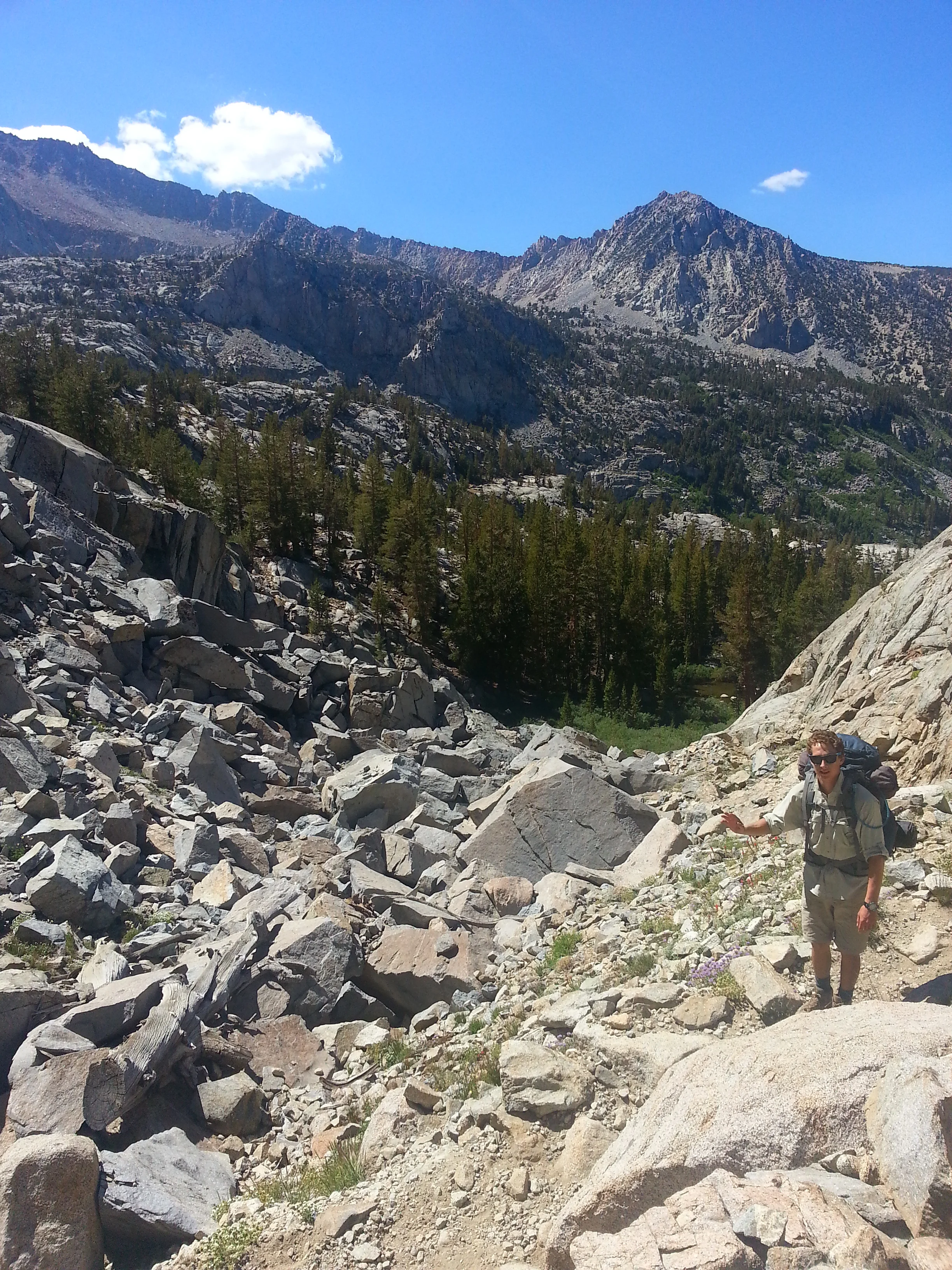 The rocky switchbacks up to Dingleberry lake from Blue lake